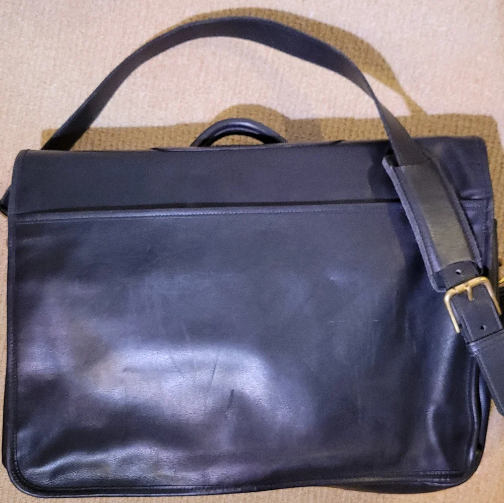 Classic Black Leather Coach Bag
